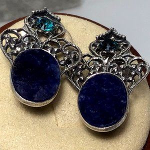Lapis Lazuli Earrings Sterling Silver Clip-on 1 “